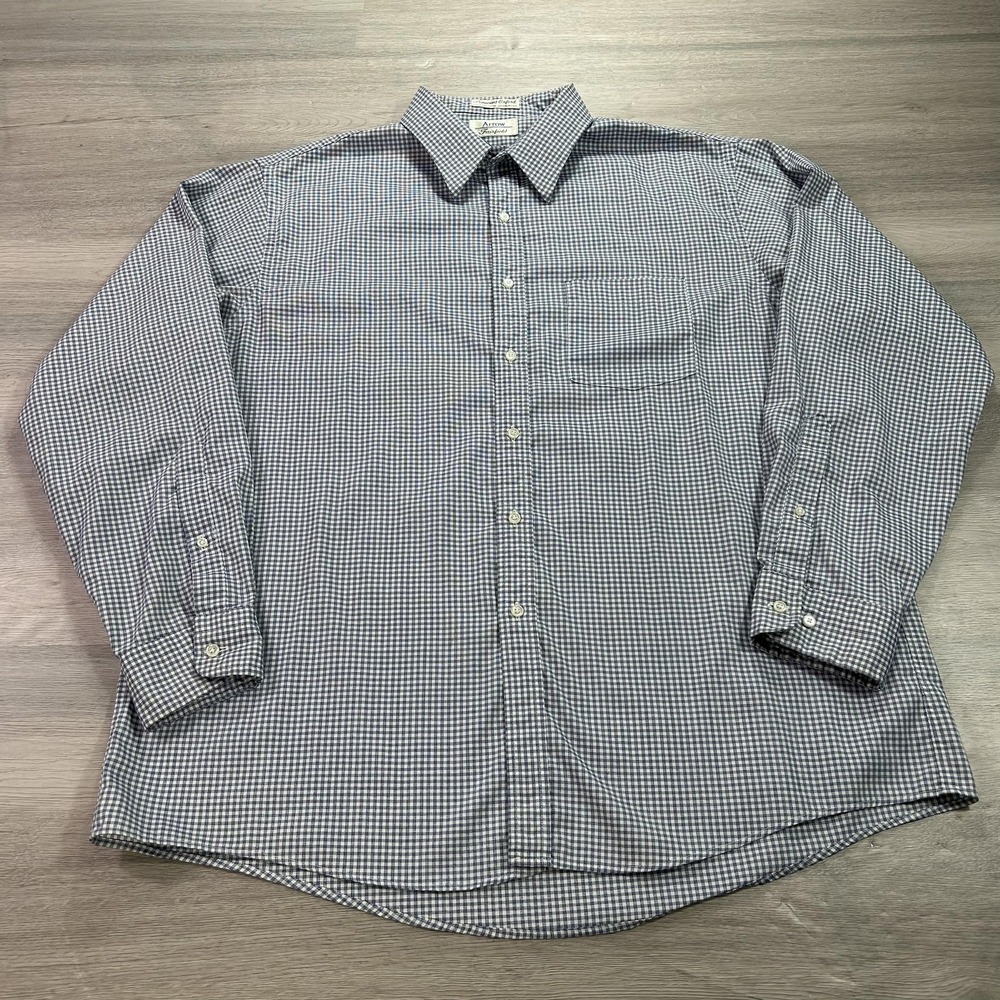 VINTAGE Arrow Fairfield Shirt Mens 17.5 34/35 Blue Gingham Pinpoint Oxford USA
